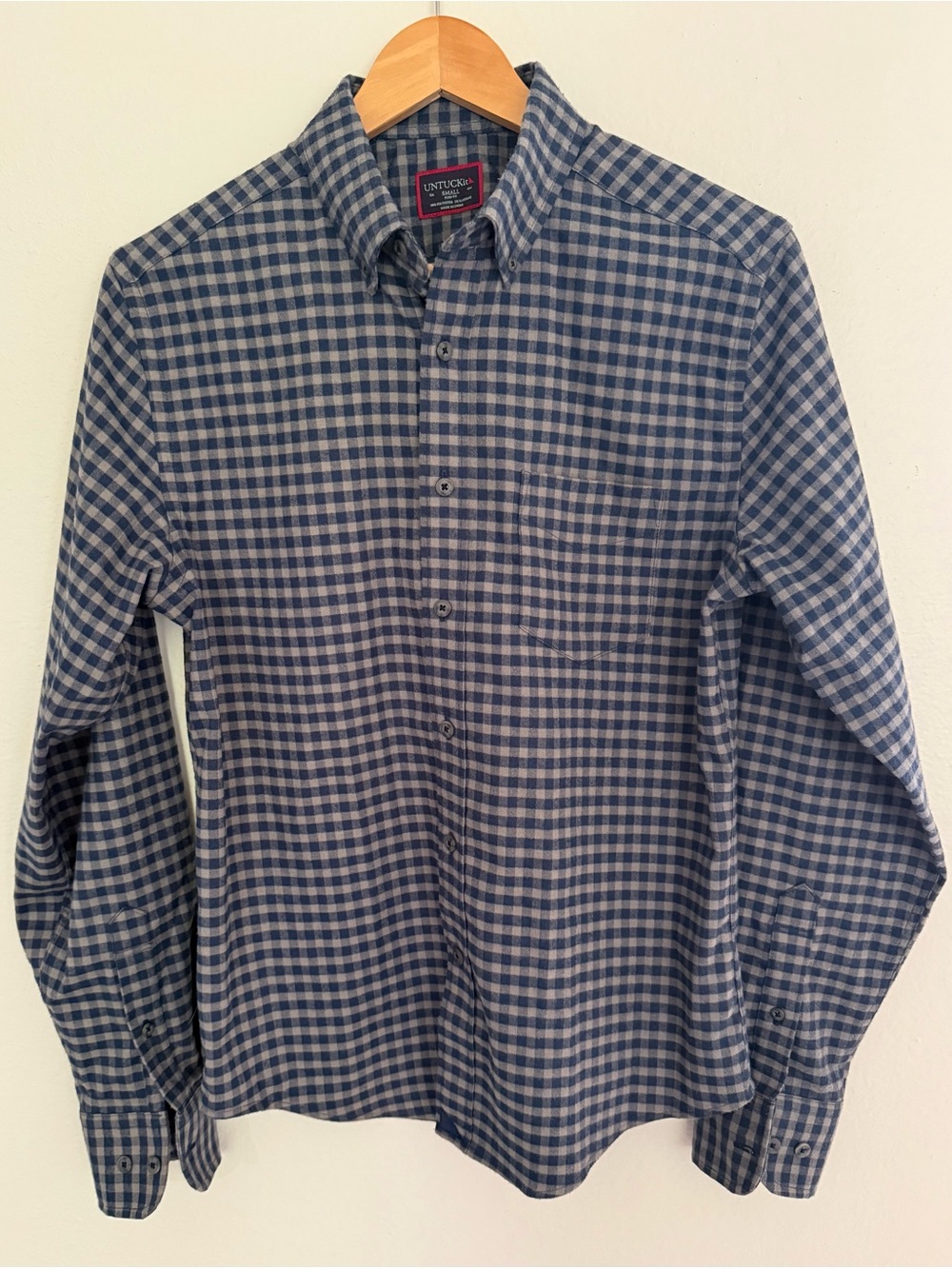 UNTUCKit Men’s Blue and Light Blue Check Button-Down Shirt